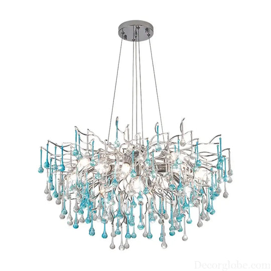 Modern LED Blue Water Droplets Ceiling Chandelier - Luxury Elegance for Villas and Living Spaces - DecorGlobe