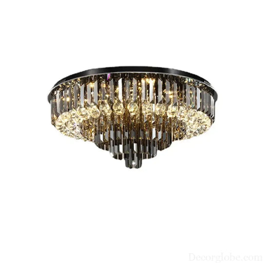 Modern LED Crystal Ceiling Chandelier - Creative Home Decor Lamp in Round Luxury Design (Black, Gold, Silver) - DecorGlobe