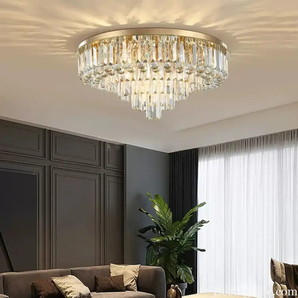 Modern LED Crystal Ceiling Chandelier - Creative Home Decor Lamp in Round Luxury Design (Black, Gold, Silver) - DecorGlobe