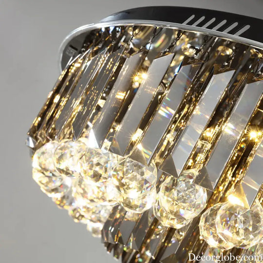 Modern LED Crystal Ceiling Chandelier - Creative Home Decor Lamp in Round Luxury Design (Black, Gold, Silver) - DecorGlobe
