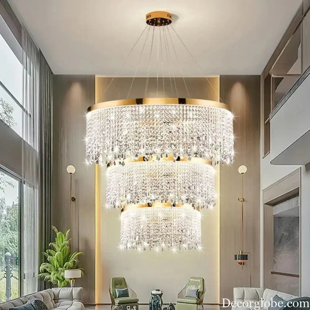 Modern LED Crystal Chandelier - Elegant Lighting Fixture for Living Room, Dining Room, Kitchen, and Home Lighting Decor - DecorGlobe