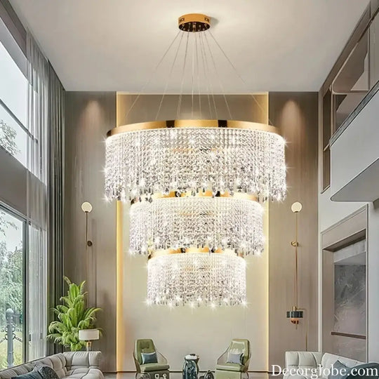 Modern LED Crystal Chandelier - Elegant Lighting Fixture for Living Room, Dining Room, Kitchen, and Home Lighting Decor - DecorGlobe