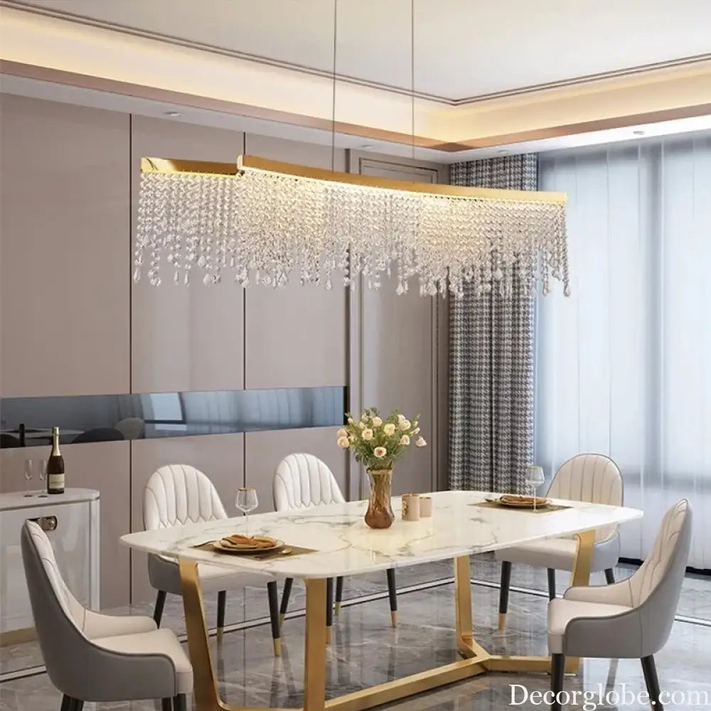 Modern LED Crystal Chandelier - Elegant Lighting Fixture for Living Room, Dining Room, Kitchen, and Home Lighting Decor - DecorGlobe