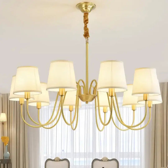 Modern LED Fabric Chandelier Light for Living and Dining Room 1 fabric lampshade / Warm White Chandelier