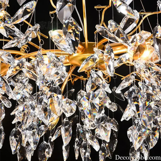 Modern LED Leaf Crystal Ceiling Chandeliers - Elegance for Living, Dining, and Bedrooms - DecorGlobe