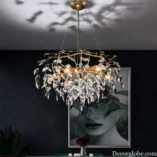 Modern LED Leaf Crystal Ceiling Chandeliers - Elegance for Living, Dining, and Bedrooms - DecorGlobe