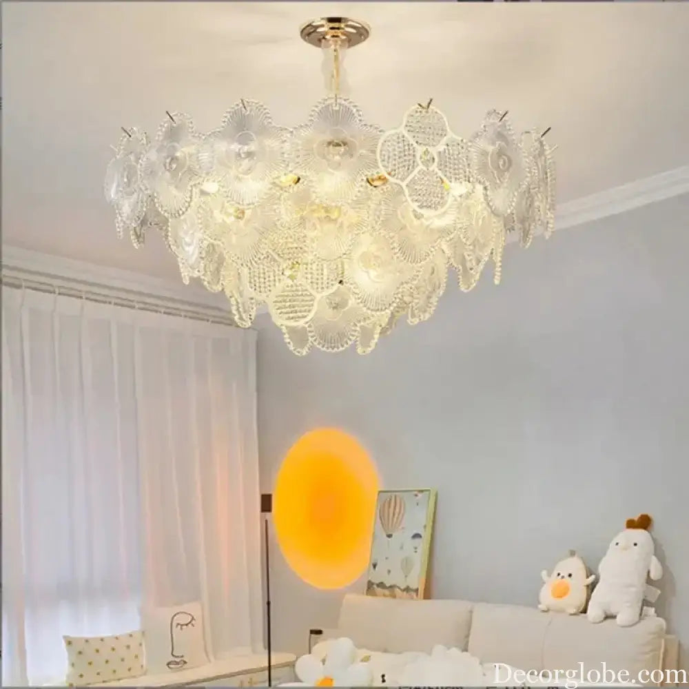 Modern LED Light Luxury Chandelier - Ideal for Villa Living Rooms, Bedrooms, and Dining Spaces - French Plum Crystal Glass Design - DecorGlobe