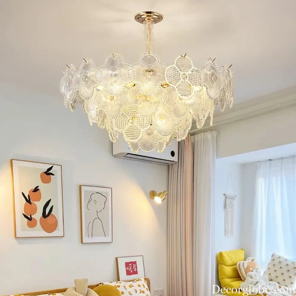 Modern LED Light Luxury Chandelier - Ideal for Villa Living Rooms, Bedrooms, and Dining Spaces - French Plum Crystal Glass Design - DecorGlobe