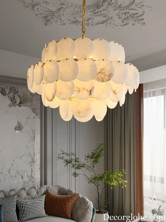 Modern Luxury LED Natural Marble Chandeliers - Illuminating Elegance for Living, Dining, and Kitchen - DecorGlobe