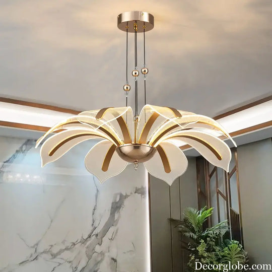 Modern LED Night Primrose Petals Ceiling Chandelier - Minimalist Elegance for Living, Dining, and Bedrooms - DecorGlobe