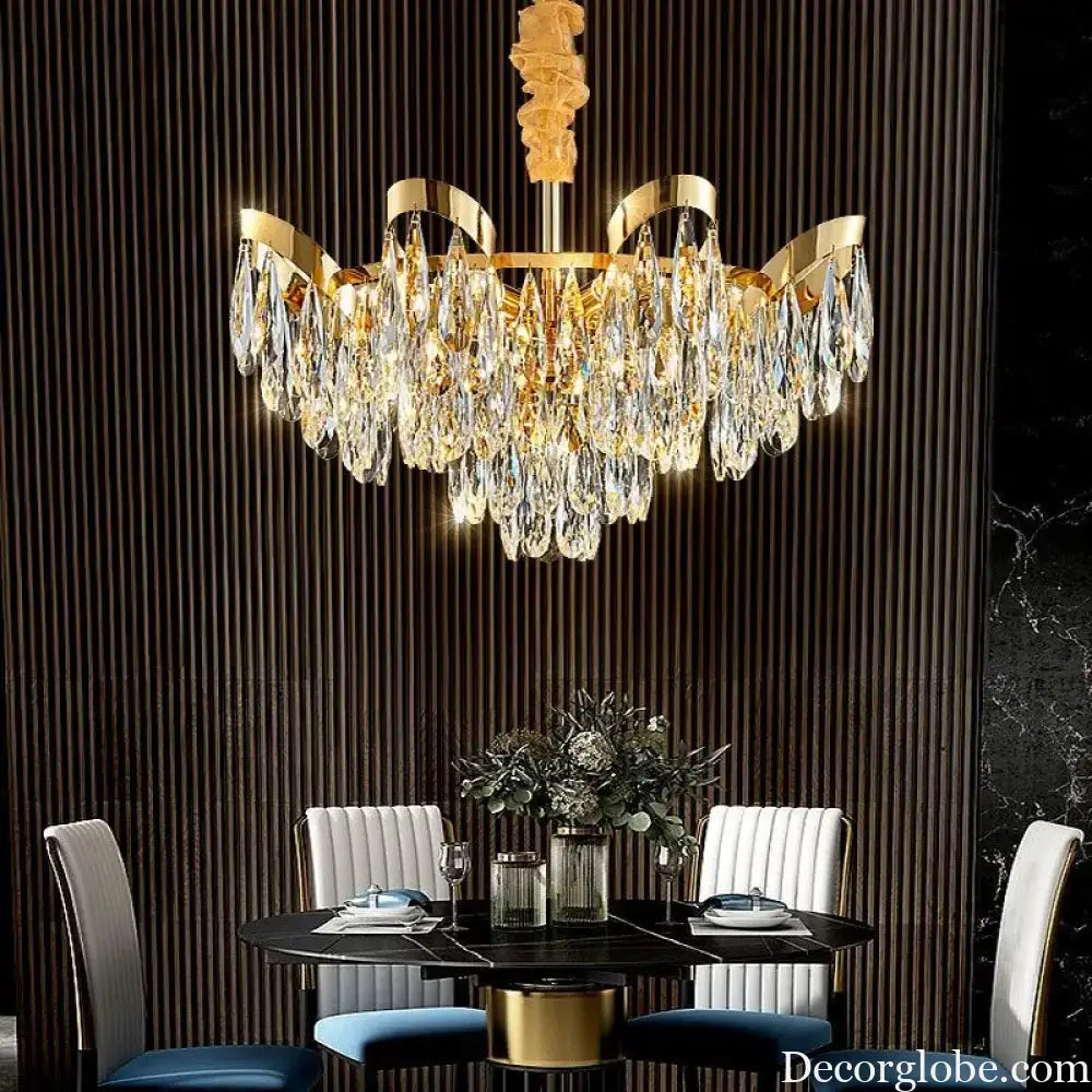 Modern LED Sunflower Crystal Ceiling Chandeliers - Bionic Elegance for Living and Dining Spaces - DecorGlobe