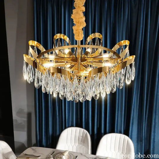Modern LED Sunflower Crystal Ceiling Chandeliers - Bionic Elegance for Living and Dining Spaces - DecorGlobe
