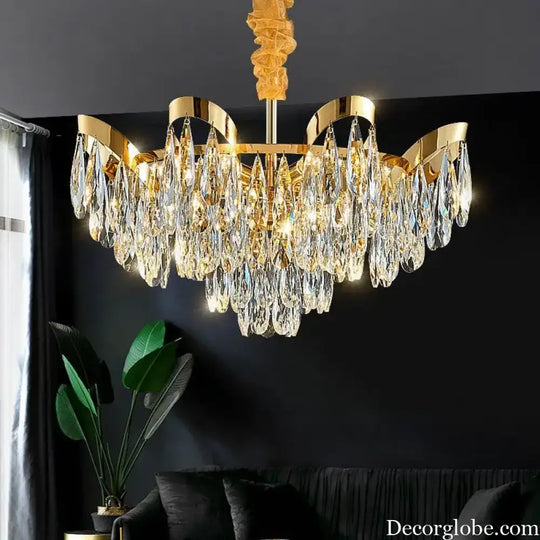 Modern LED Sunflower Crystal Ceiling Chandeliers - Bionic Elegance for Living and Dining Spaces - DecorGlobe