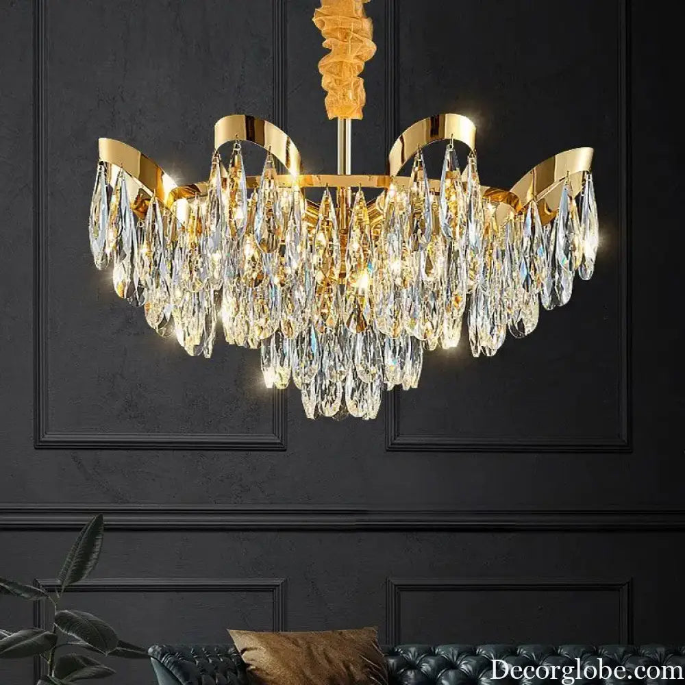 Modern LED Sunflower Crystal Ceiling Chandeliers - Bionic Elegance for Living and Dining Spaces - DecorGlobe