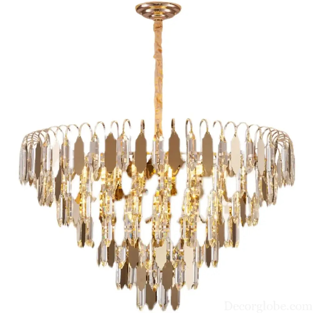 Modern LED Luxury Triangular Multi-Level Crystal Chandelier - Elegant Illumination for Living Rooms, Bedrooms, and Dining Spaces - DecorGlobe