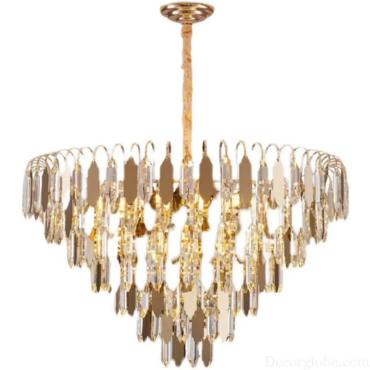 Modern LED Luxury Triangular Multi-Level Crystal Chandelier - Elegant Illumination for Living Rooms, Bedrooms, and Dining Spaces - DecorGlobe