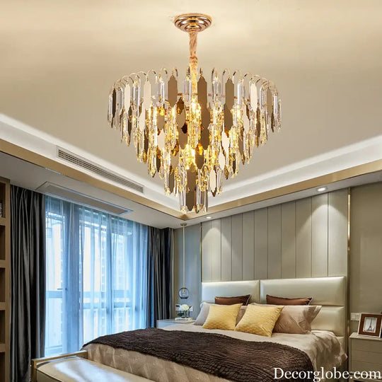 Modern LED Luxury Triangular Multi-Level Crystal Chandelier - Elegant Illumination for Living Rooms, Bedrooms, and Dining Spaces - DecorGlobe