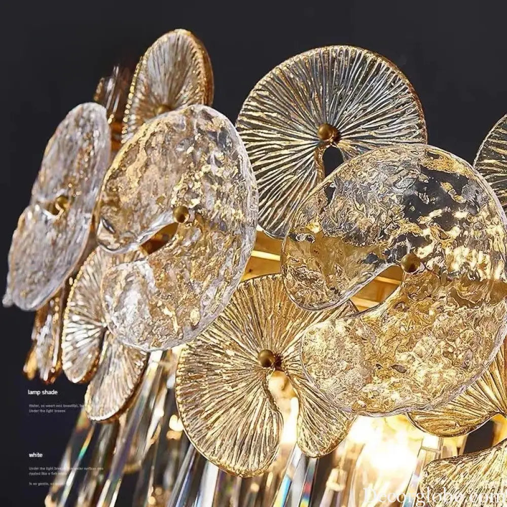 Modern Light Luxury LED Lotus Flower Crystal Ceiling Chandelier - Elegance for Living Rooms, Bedrooms, Restaurants, and Halls - DecorGlobe