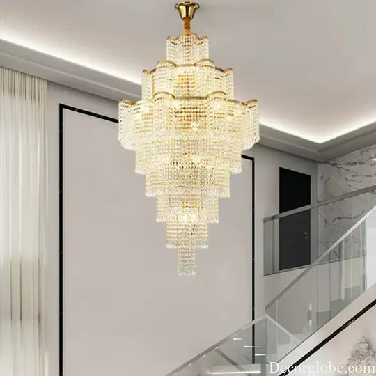 Modern Luxury Long Chandelier - Opulent Illumination for Staircases, Villa Lobbies, High Ceilings, and Grand Spaces - DecorGlobe