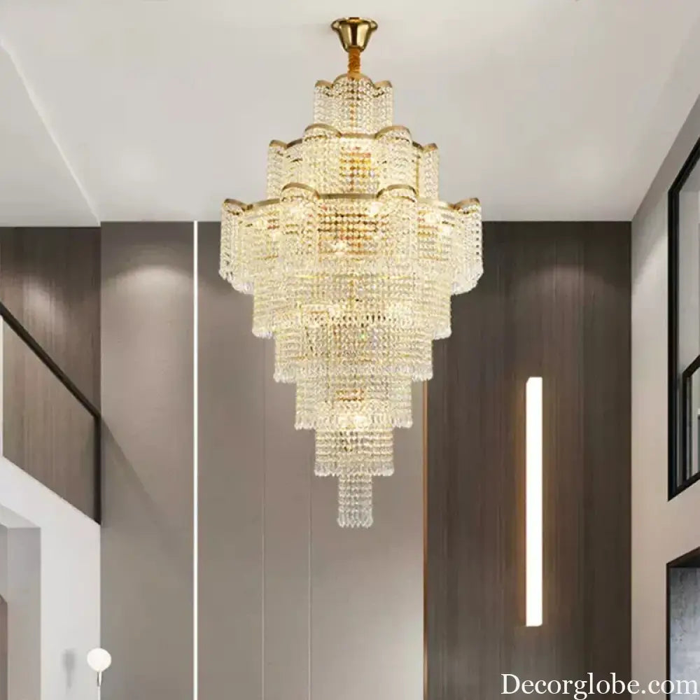 Modern Luxury Long Chandelier - Opulent Illumination for Staircases, Villa Lobbies, High Ceilings, and Grand Spaces - DecorGlobe
