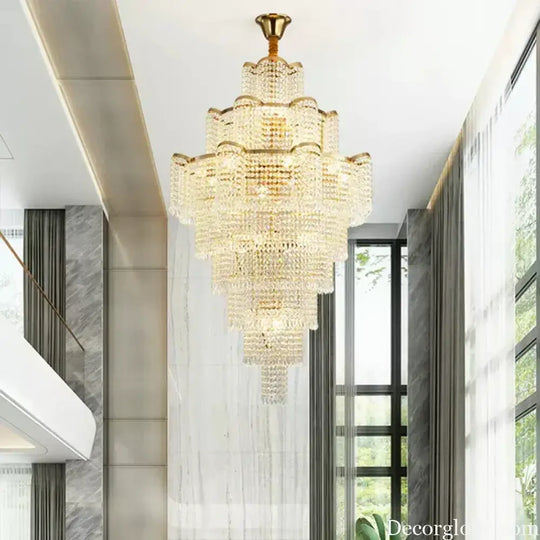 Modern Luxury Long Chandelier - Opulent Illumination for Staircases, Villa Lobbies, High Ceilings, and Grand Spaces - DecorGlobe