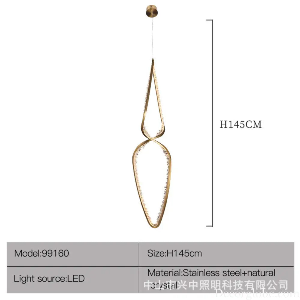 Modern Minimalist Crystal Chandelier for Living Room &amp; Bedroom H145cm