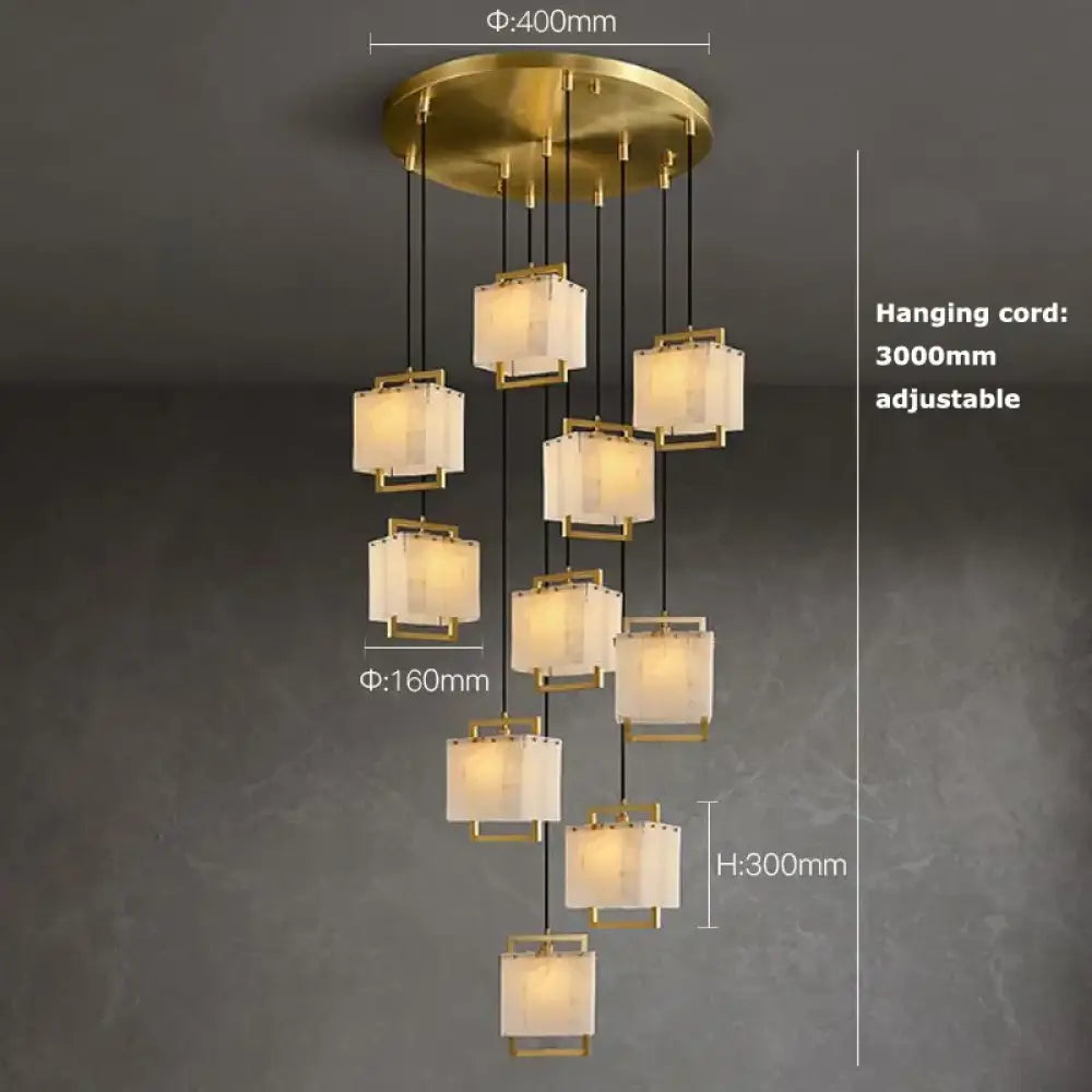 Modern Natural Marble LED Living Room Chandeliers - Elegant Lighting Fixtures for Staircases, Lofts, and Dining Rooms - DecorGlobe