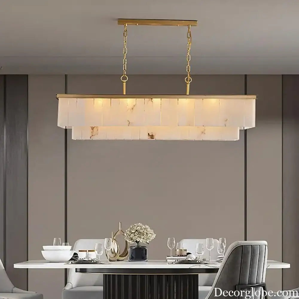 Modern Natural Marble LED Living Room Chandeliers - Elegant Lighting Fixtures for Staircases, Lofts, and Dining Rooms - DecorGlobe