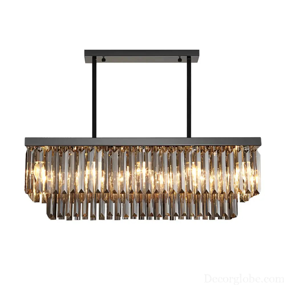 Rectangular Crystal LED 3-Step Dimming Smoke Gray Modern Chandelier Lighting > Ceiling lights > Chandeliers