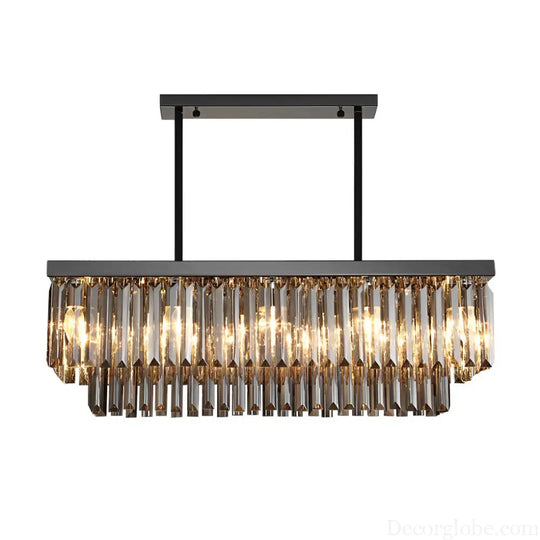 Rectangular Crystal LED 3-Step Dimming Smoke Gray Modern Chandelier Lighting > Ceiling lights > Chandeliers