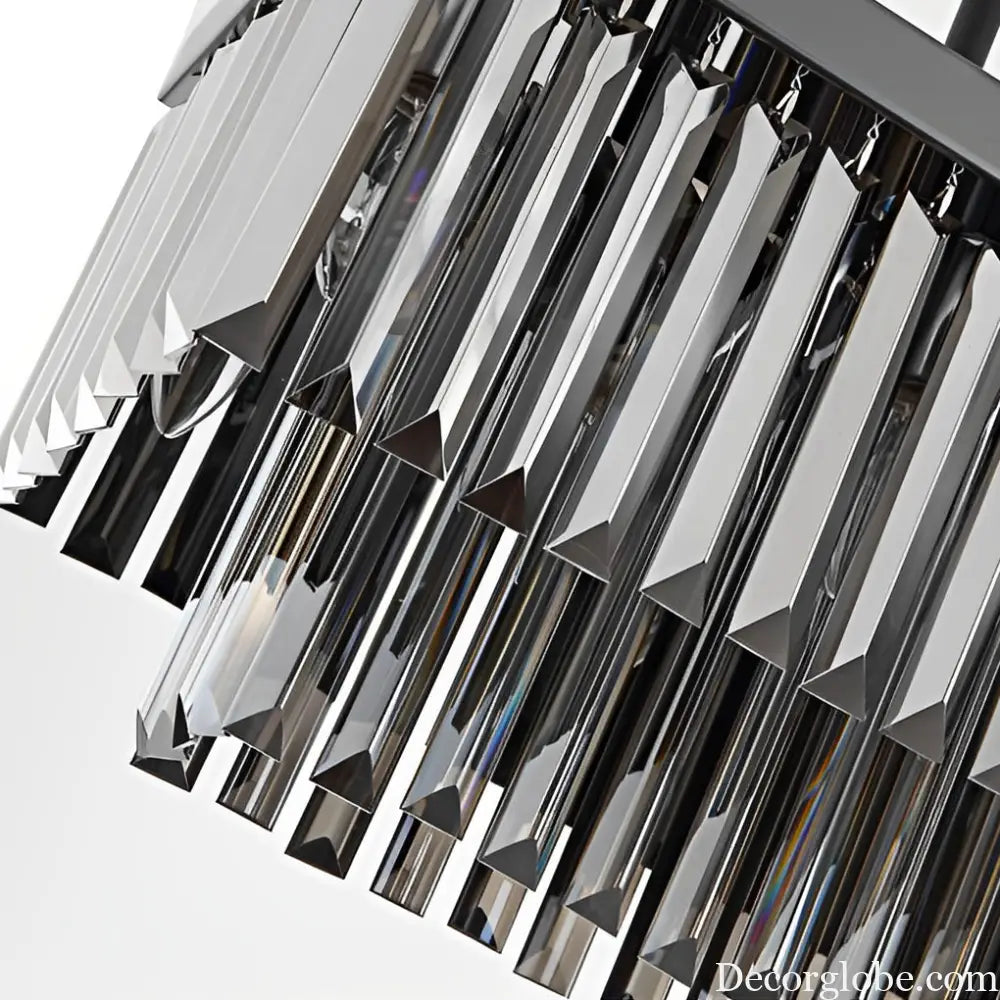 Rectangular Crystal LED 3-Step Dimming Smoke Gray Modern Chandelier Lighting > Ceiling lights > Chandeliers