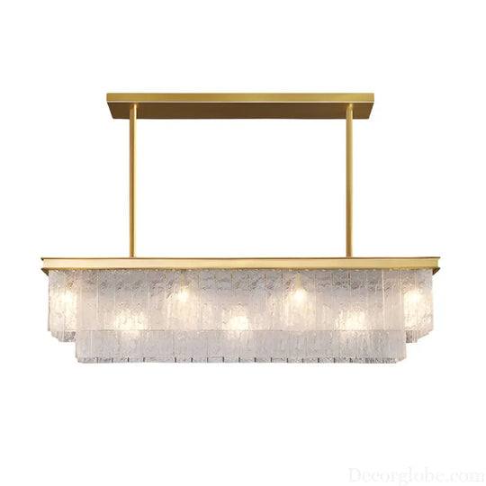 Long Rectangular Double Layer 3 Step Dimming Post Modern Chandelier