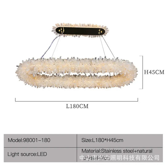 Modern Simple Crystal Chandelier – Luxury Living Room &amp; Bedroom Lighting L180 H45cm