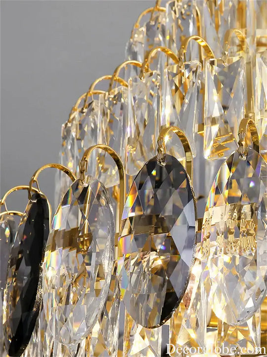 Modern Luxury Staircase Chandelier - Golden Elegance with Crystal Accents for Duplex Buildings, High Ceilings, and Decorative Lighting - DecorGlobe