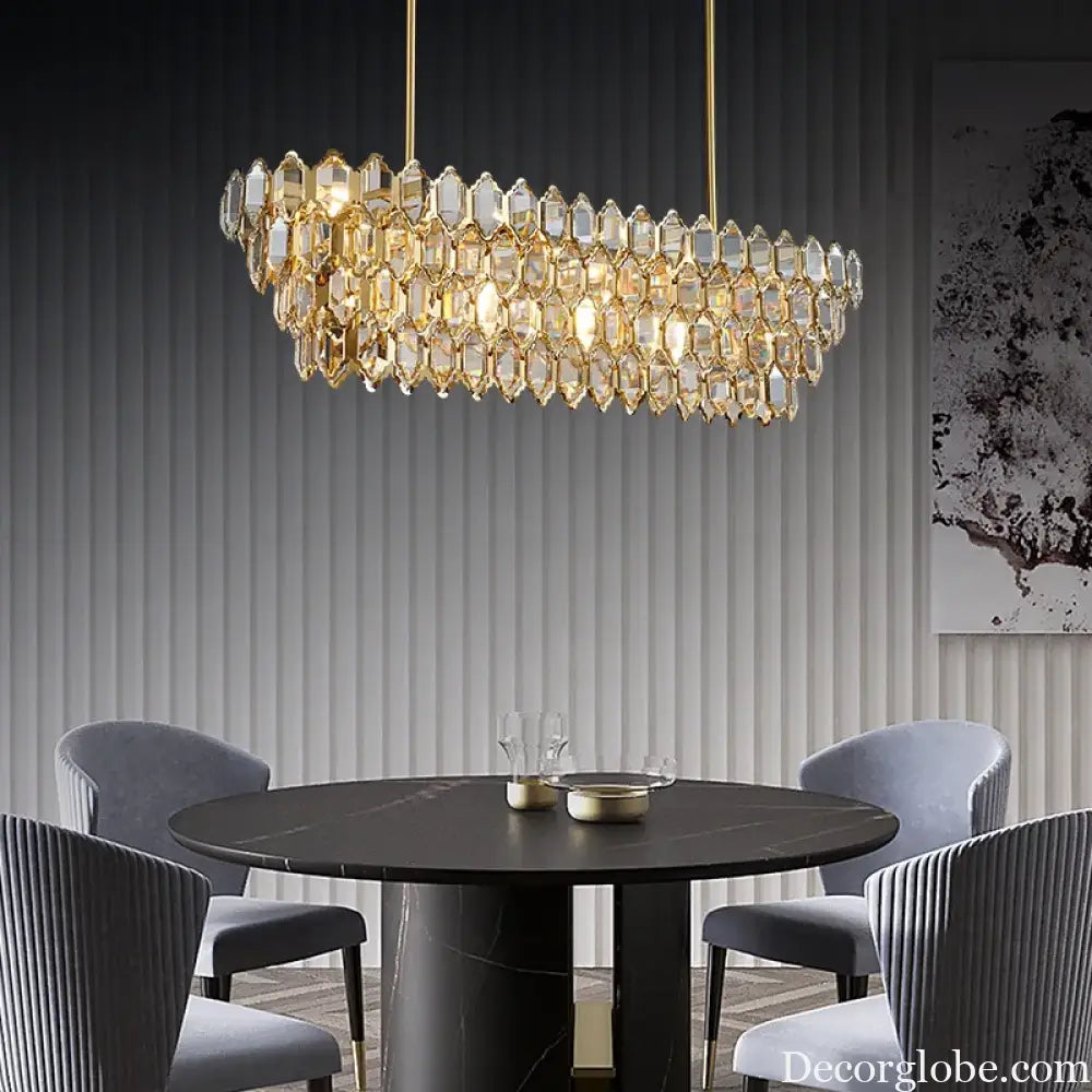 Modern Style Golden Luster Suspended Crystal Chandelier - Elegance for Living Rooms, Bedrooms, and Dining Spaces - DecorGlobe