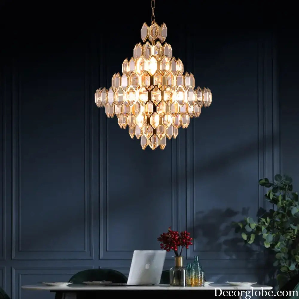 Modern Style Golden Luster Suspended Crystal Chandelier - Elegance for Living Rooms, Bedrooms, and Dining Spaces - DecorGlobe