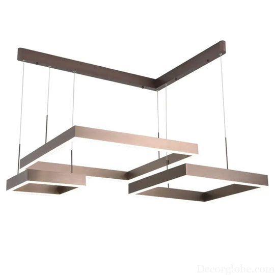 Simplicity Coffee LED Pendant Light Fixture - Tiered Square Acrylic Chandelier Design Coffee
