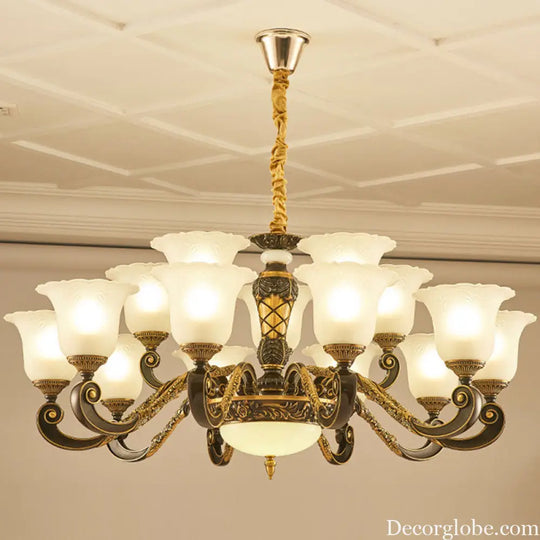Simplicity Frosted Ribbed Glass Bell Chandelier Pendant Light