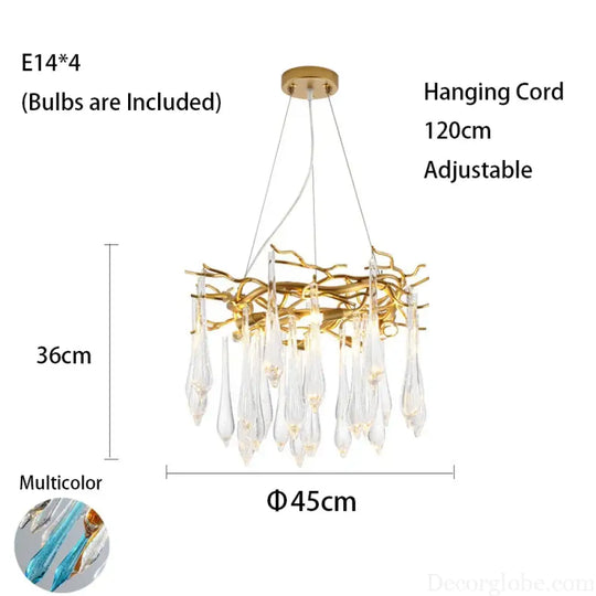 Multi-color Glass Drop Ceiling Chandeliers - Luxury LED Pendant Lights for Post-Modern Home Decor in Bedrooms - DecorGlobe