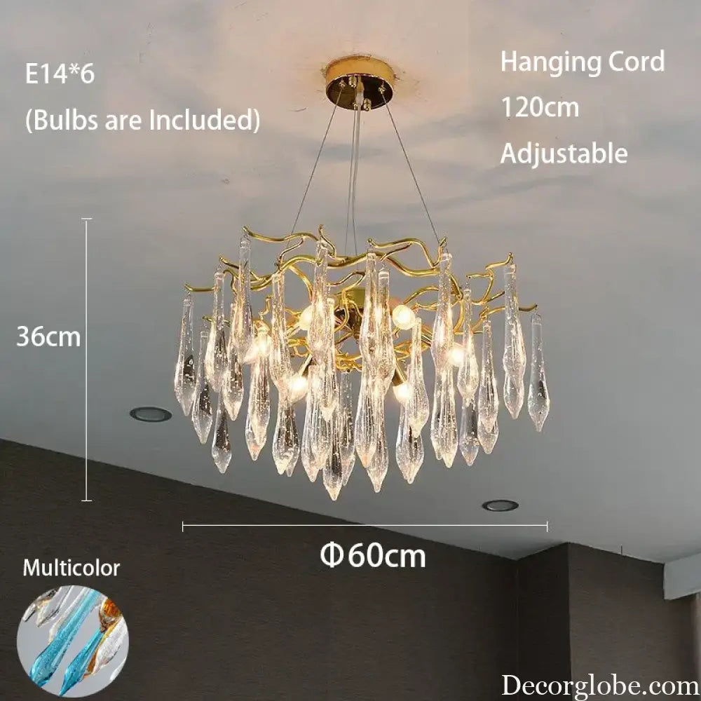 Multi-color Glass Drop Ceiling Chandeliers - Luxury LED Pendant Lights for Post-Modern Home Decor in Bedrooms - DecorGlobe
