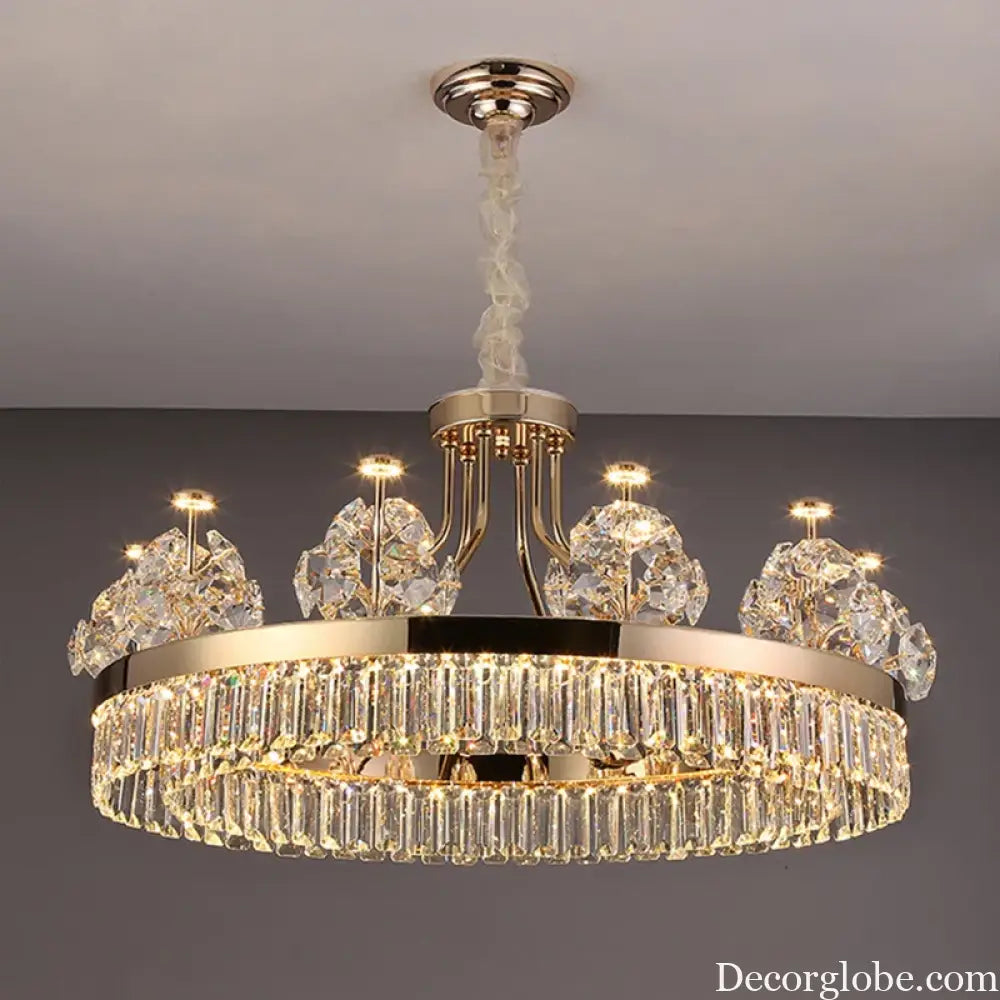 Building Home Atmosphere Living Room Postmodern Light Luxury Double-Layer Crystal Chandelier Villa Building Duplex