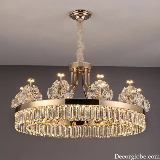 Building Home Atmosphere Living Room Postmodern Light Luxury Double-Layer Crystal Chandelier Villa Building Duplex