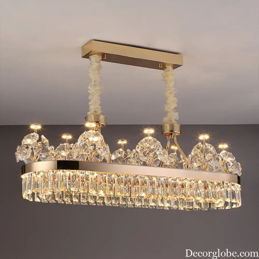 Building Home Atmosphere Living Room Postmodern Light Luxury Double-Layer Crystal Chandelier Villa Building Duplex