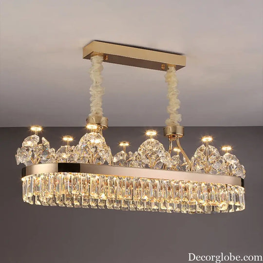 Building Home Atmosphere Living Room Postmodern Light Luxury Double-Layer Crystal Chandelier Villa Building Duplex