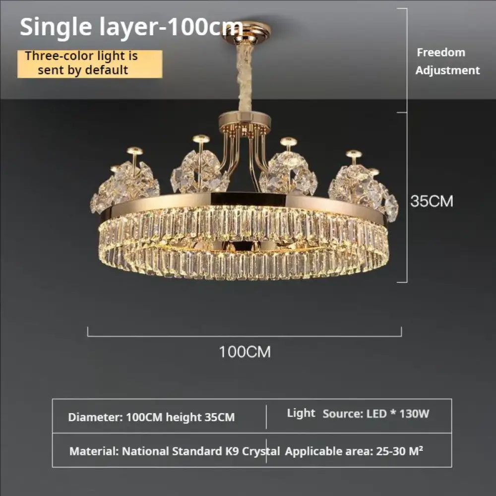 Building Home Atmosphere Living Room Postmodern Light Luxury Double-Layer Crystal Chandelier Villa Building Duplex