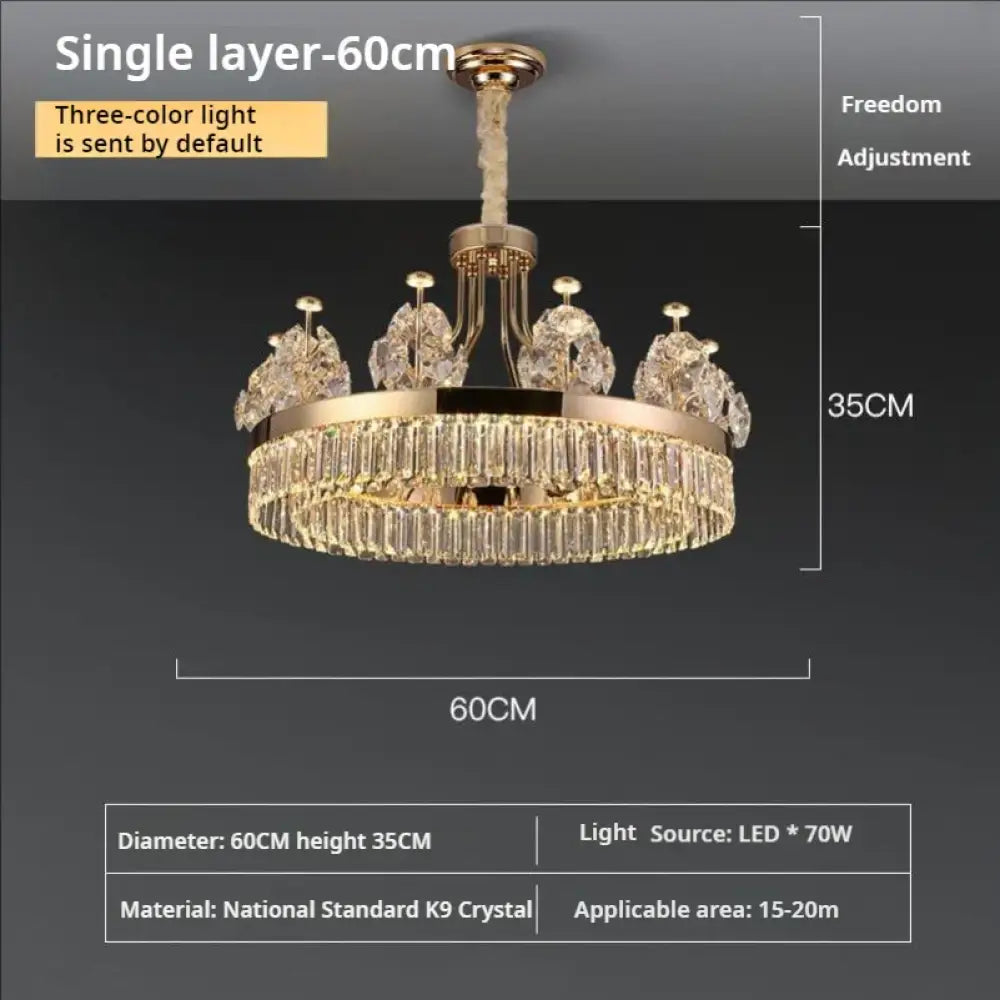 Building Home Atmosphere Living Room Postmodern Light Luxury Double-Layer Crystal Chandelier Villa Building Duplex