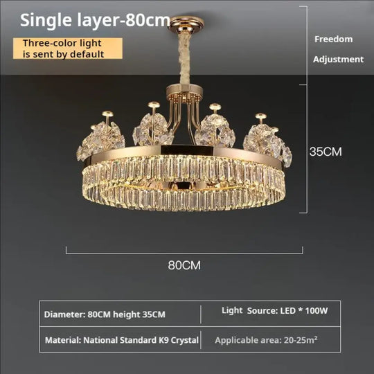 Building Home Atmosphere Living Room Postmodern Light Luxury Double-Layer Crystal Chandelier Villa Building Duplex