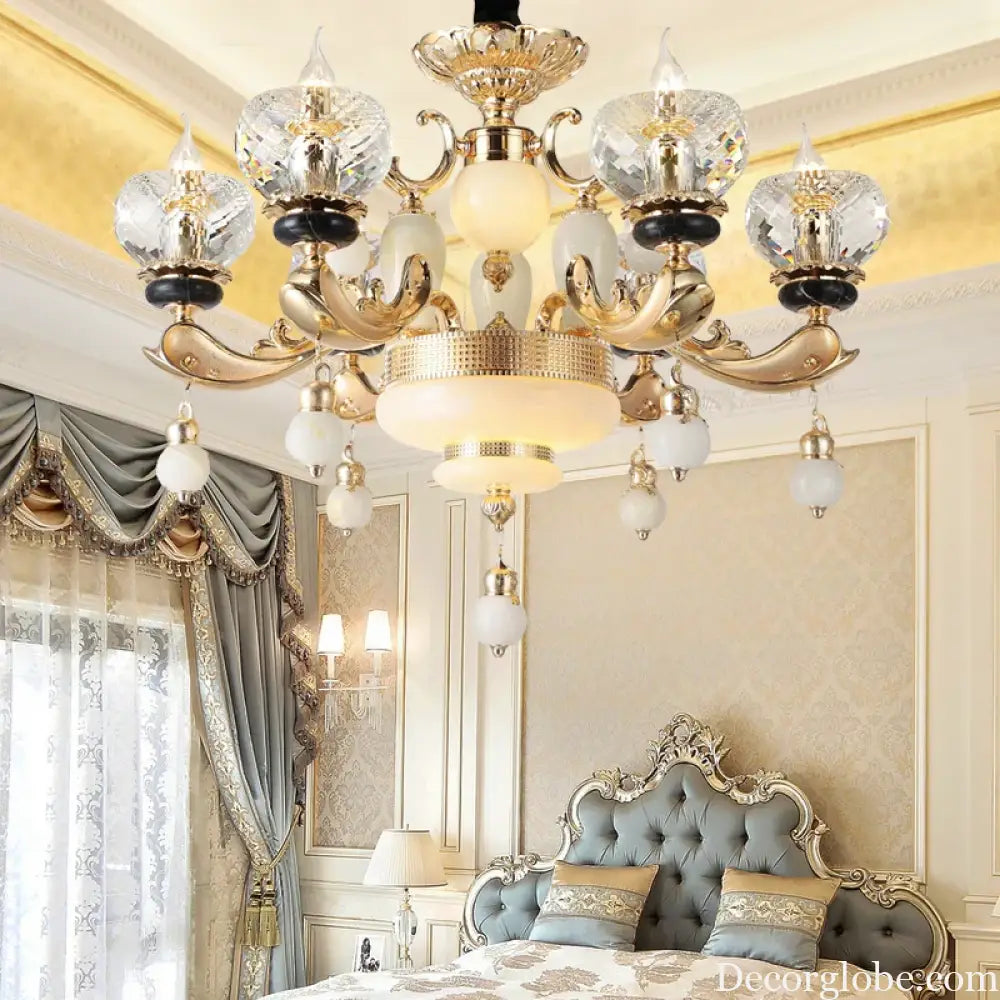 Natural Crystal Copper Pendant Chandelier for Duplex Villa Interiors chandelier