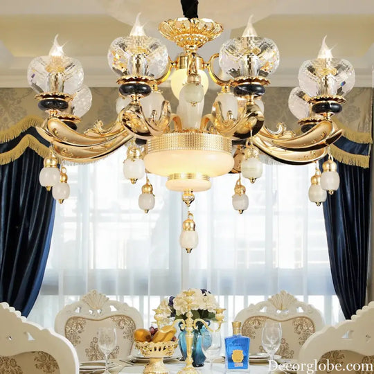 Natural Crystal Copper Pendant Chandelier for Duplex Villa Interiors chandelier