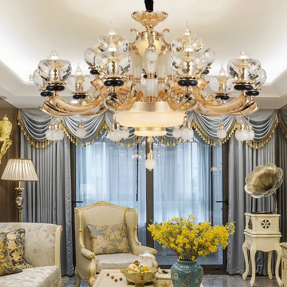 Natural Crystal Copper Pendant Chandelier for Duplex Villa Interiors chandelier